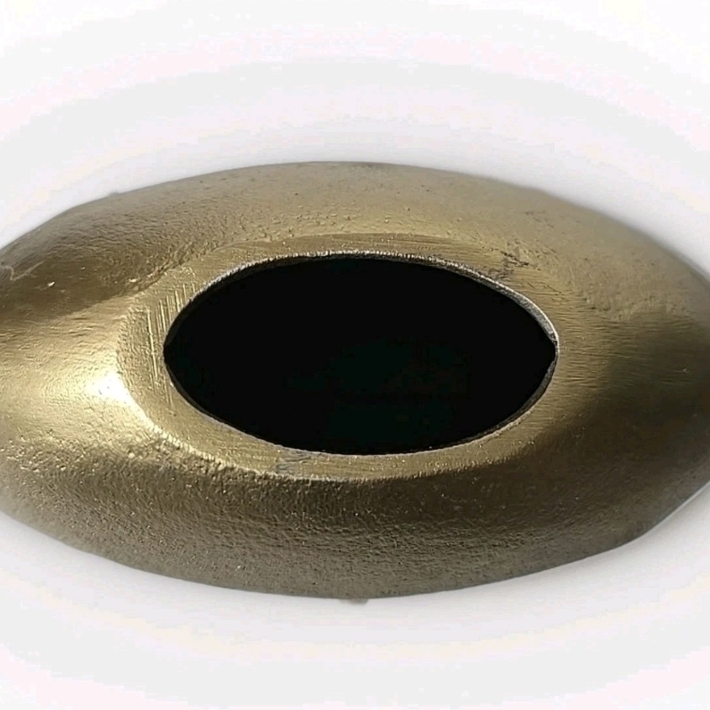Modern Abstract Face Vase Ceramic Gold Brass Color 6x7x2 - Picture 3 of 8